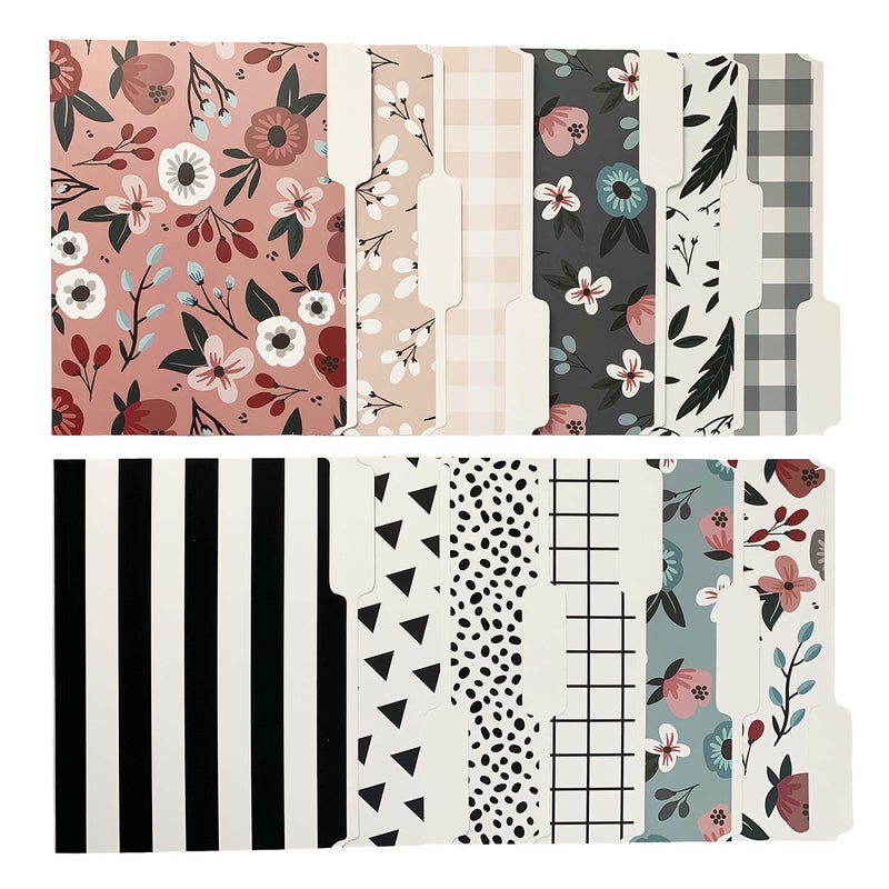 Carousel Greetings Cute File Folders, Set of 12 3-Tab Letter Size Decorative File Folders Boho Manilla 8.5 x 11 â€“ Pretty Designer Home Office School Supplies (Tranquility) - Image 1